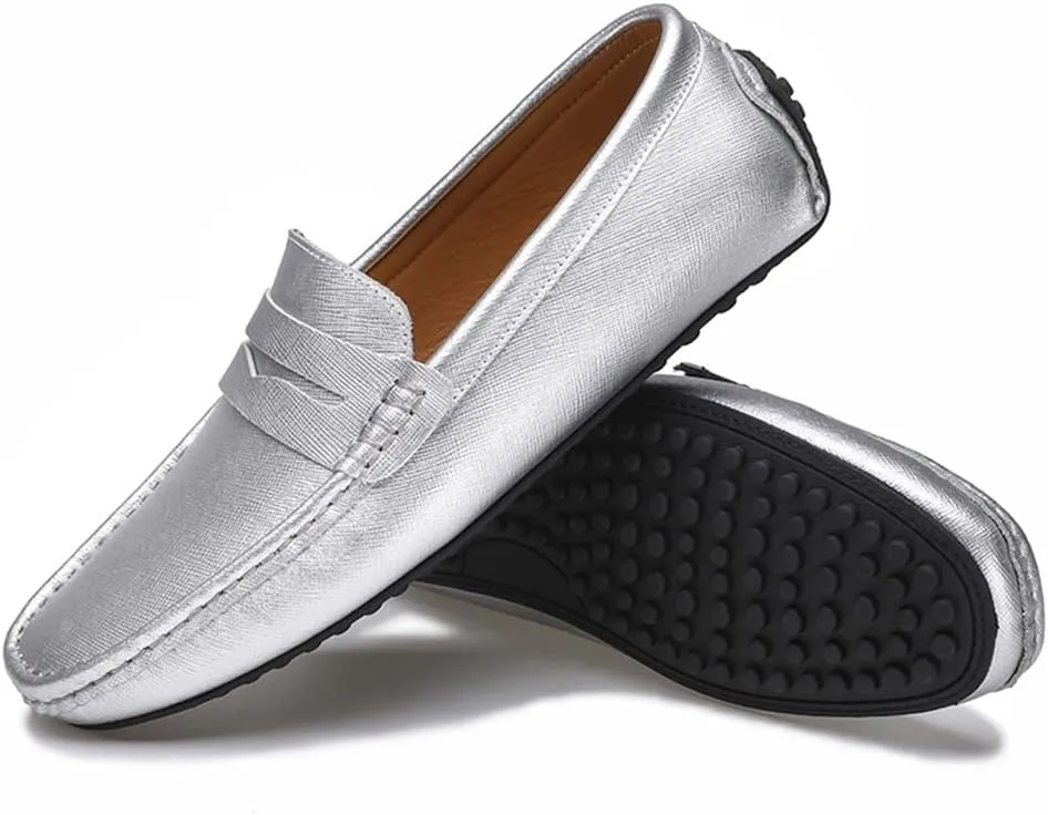 Loafer Shoes for Men Genuine Leather Stitching Details Penny Loafer Flat Heel Comfortable Flexible Driving Slip On for Any Attire