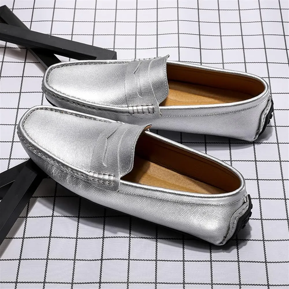 Loafer Shoes for Men Genuine Leather Stitching Details Penny Loafer Flat Heel Comfortable Flexible Driving Slip On for Any Attire