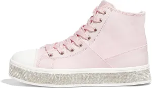 LUCKY STEP Women's High Top Canvas Sneakers Rhinestone Side Zipper Shoes Fashion Sneaker Casual Platform Ankle Boots Walking Canvas Shoes
