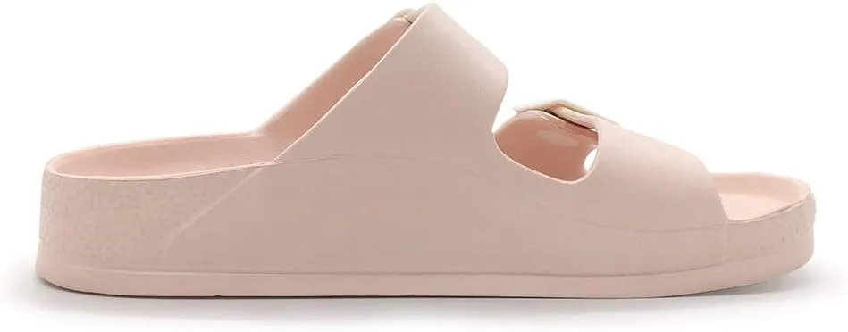 Luffymomo Adjustable Slip on Eva Double Buckle Slides Comfort Footbed Thong Sandals for Womens