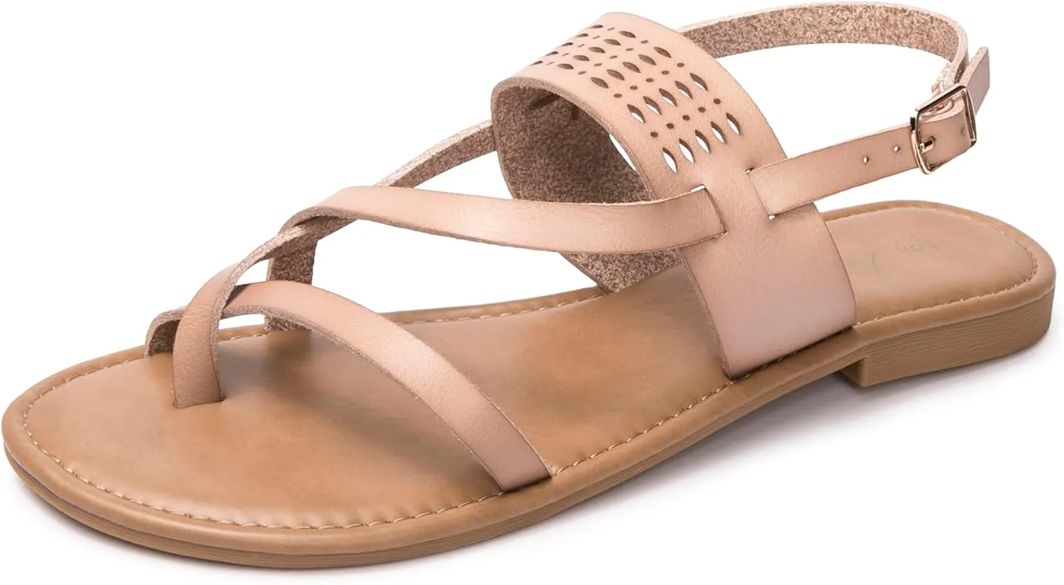 Luffymomo Womens Strappy Flat Sandals Leathe Gladiator Sandals Summer Casual Fisherman Thong