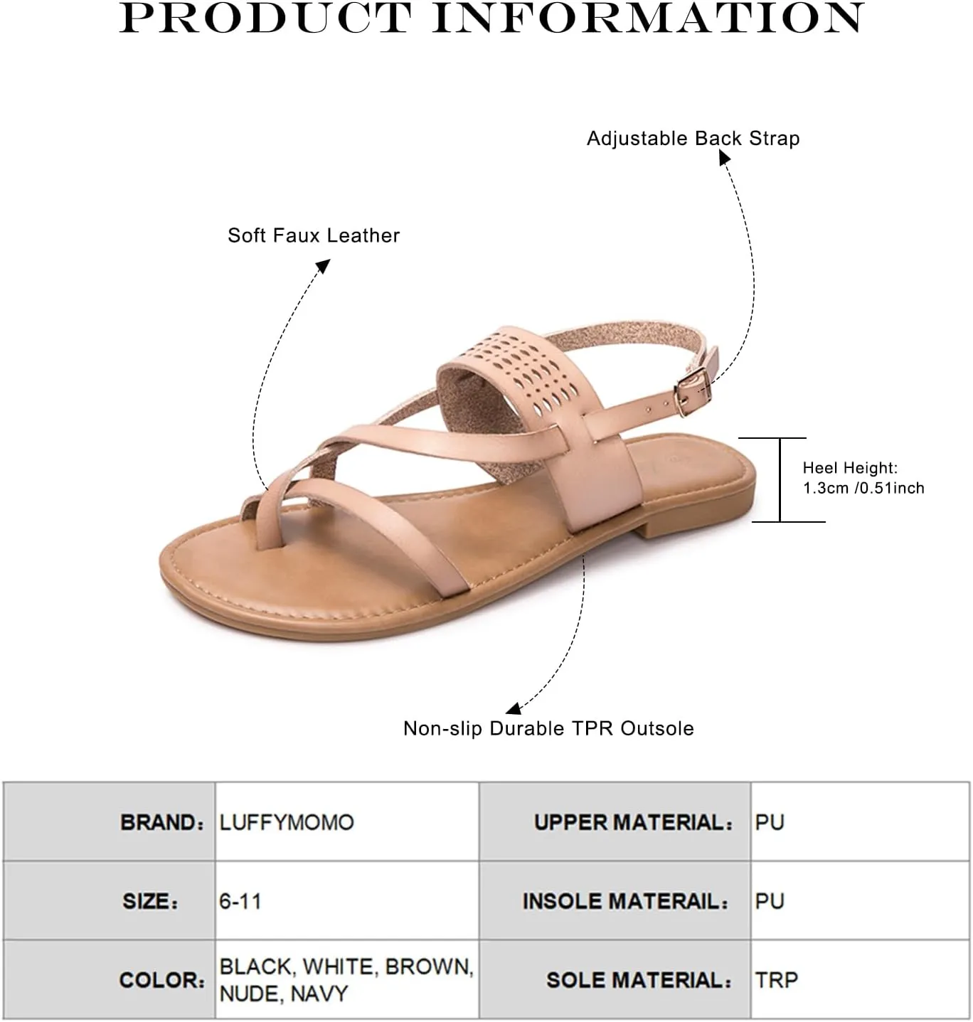 Luffymomo Womens Strappy Flat Sandals Leathe Gladiator Sandals Summer Casual Fisherman Thong