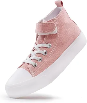 LUMUBBY Kid Shoes for Boys Girls Toddler Little Kid Canvas Mid Top Sneakers Classic Adjustable Strap Lace up Shoes for Kids Breathable Lightweight