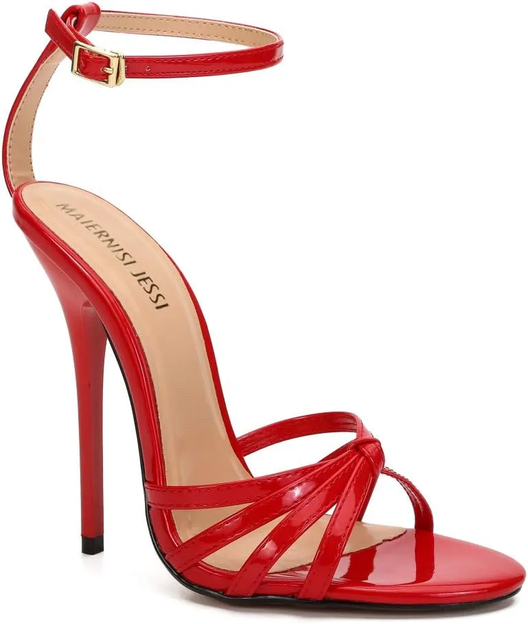 MAIERNISI JESSI Unisex Men's Women's Corss Strap Ankle Buckle Stiletto High Heels Sandals