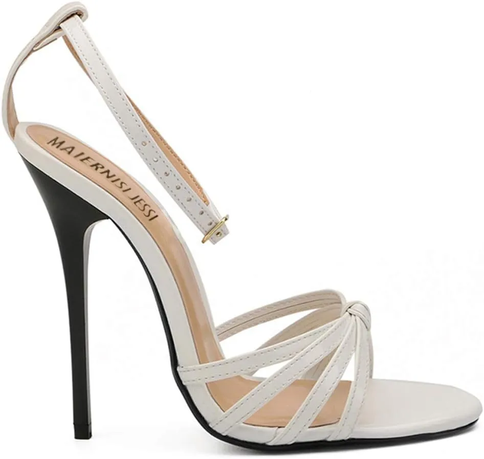 MAIERNISI JESSI Unisex Men's Women's Corss Strap Ankle Buckle Stiletto High Heels Sandals