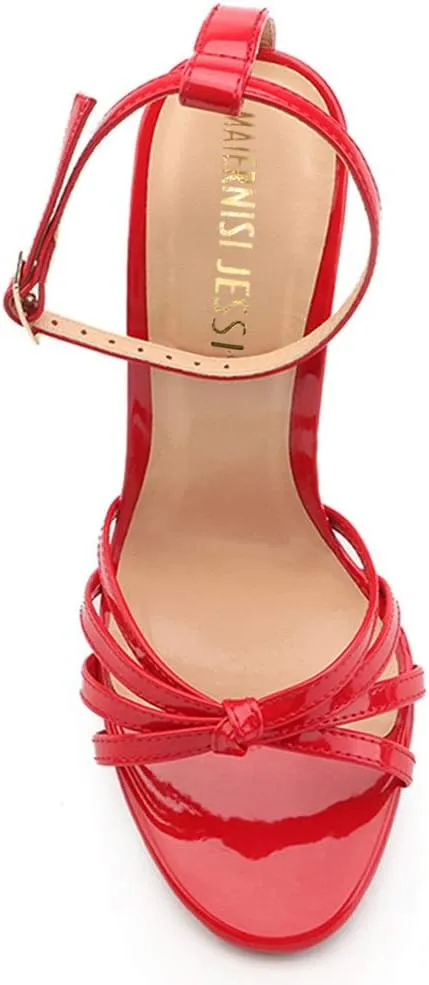 MAIERNISI JESSI Unisex Men's Women's Corss Strap Ankle Buckle Stiletto High Heels Sandals