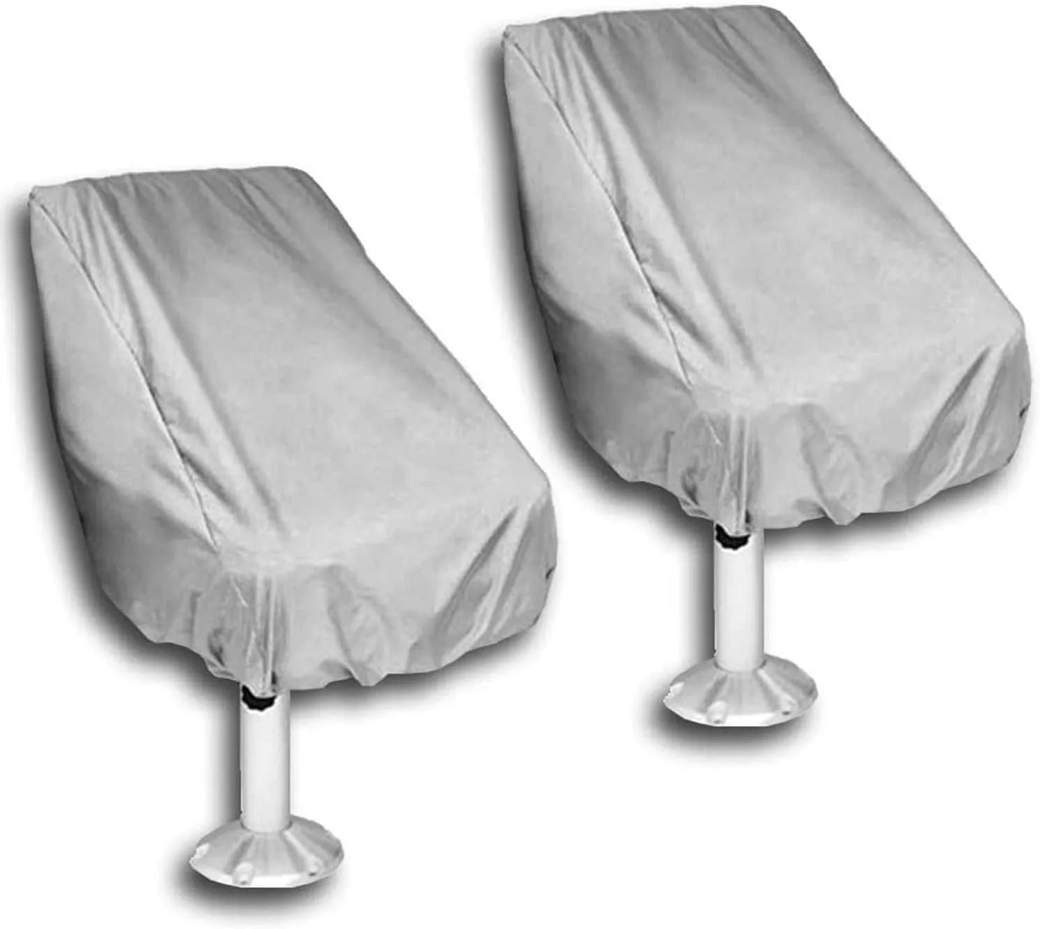 Marsrut 2 Pack Boat Cover, Outdoor Waterproof Pontoon Captain Bench Chair Protective Seat Covers, Fitted Pedestal Helm Bass Silver Grey