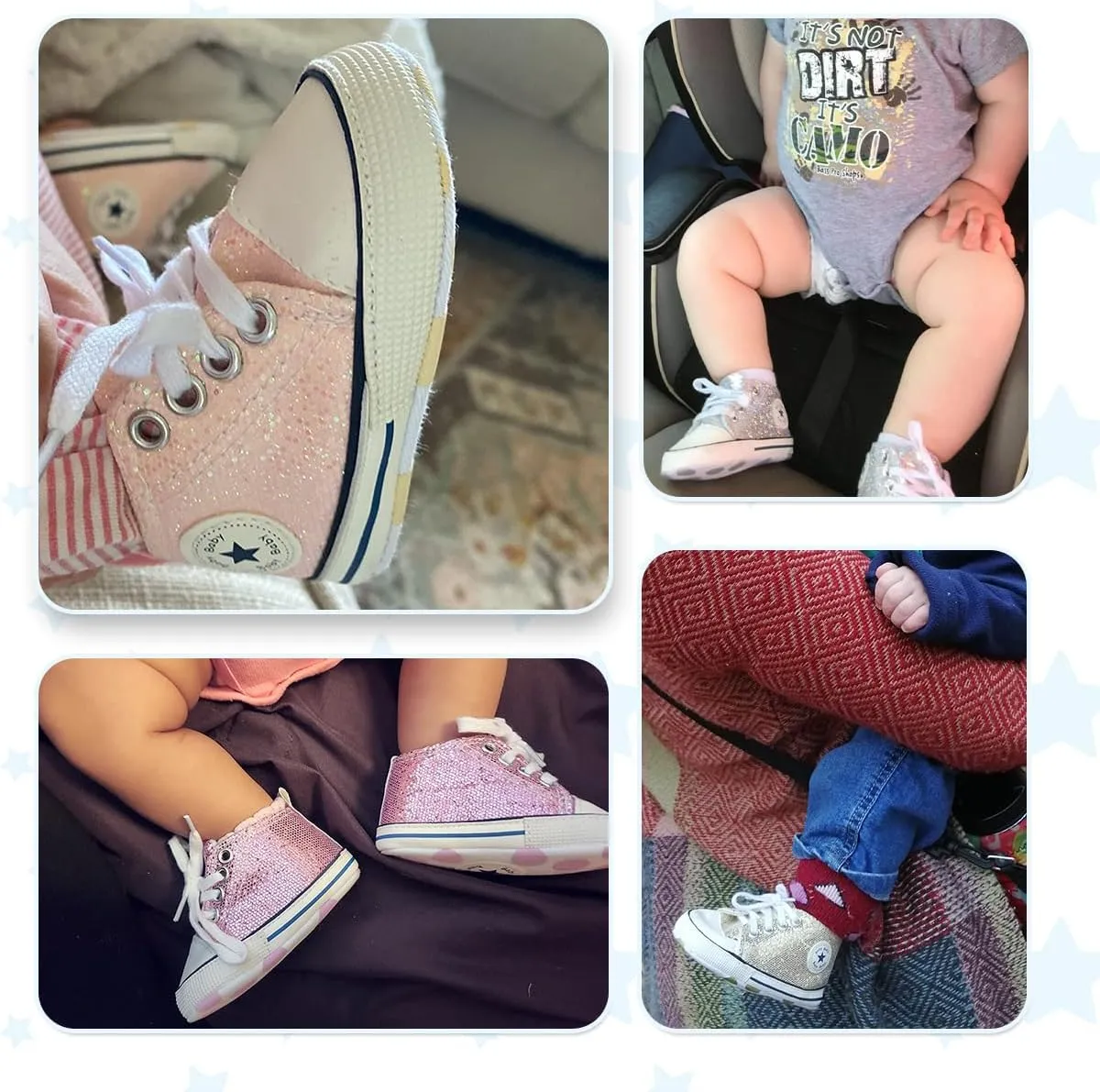 Meckior Baby Girls Boys Canvas Sneakers Soft Sole High-Top Ankle Infant First Walkers Crib Shoes