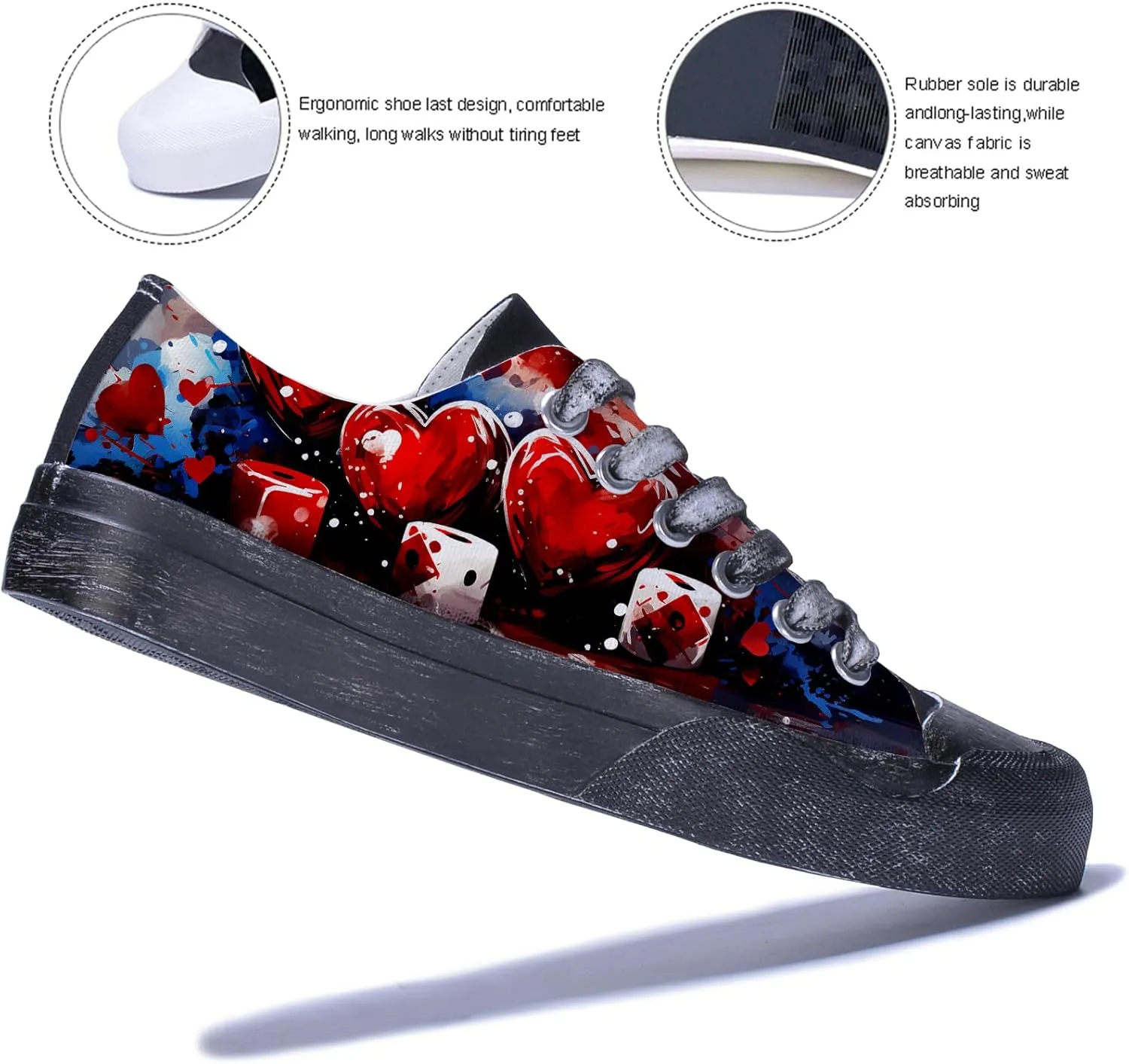 Men Skull Printed Shoes Custom Personalized Design Cool Print Low Top Fashion Sneakers for Teen Boys Girls Student Women Canvas Shoes Cosplay Classic Casual Shoes