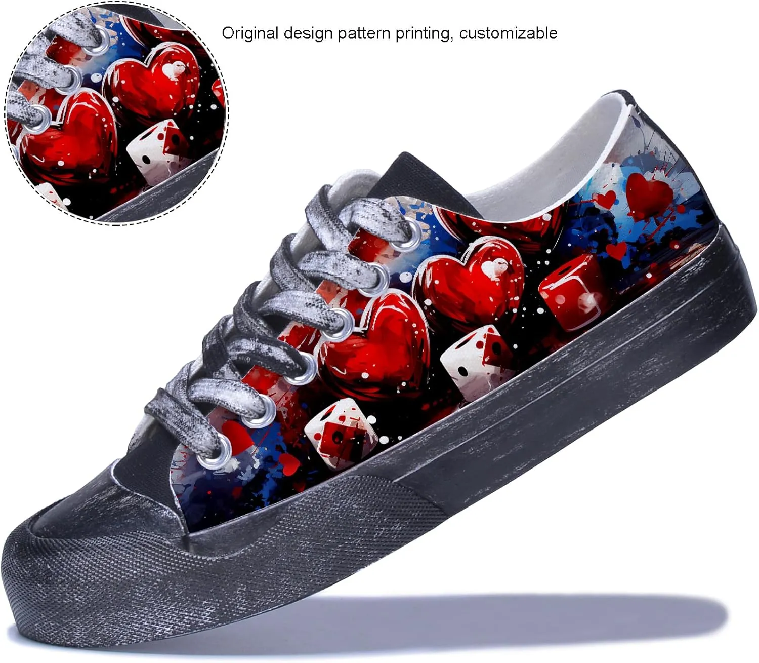 Men Skull Printed Shoes Custom Personalized Design Cool Print Low Top Fashion Sneakers for Teen Boys Girls Student Women Canvas Shoes Cosplay Classic Casual Shoes