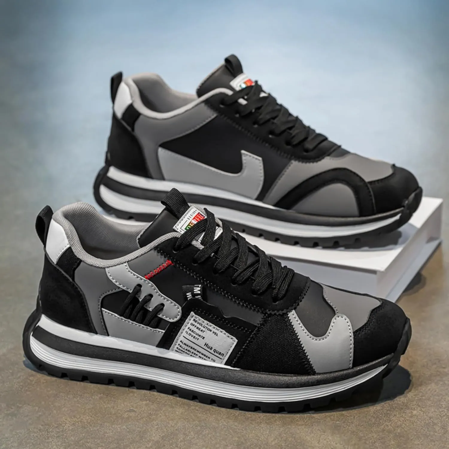 Men's Colorful, Trendy and Retro Canvas Platform Sneakers: Lace - up Casual Style, Suitable for Walking, Tennis and Running