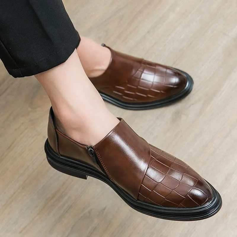 Men's Crocodile Pattern Casual Loafers Slip On Leather Shoes Lightweight Driving Shoes Moccasins Classic Loafer Flats Boat Shoes Outdoor Walking Shoes
