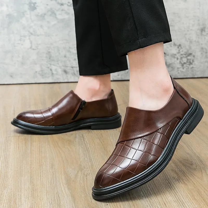 Men's Crocodile Pattern Casual Loafers Slip On Leather Shoes Lightweight Driving Shoes Moccasins Classic Loafer Flats Boat Shoes Outdoor Walking Shoes