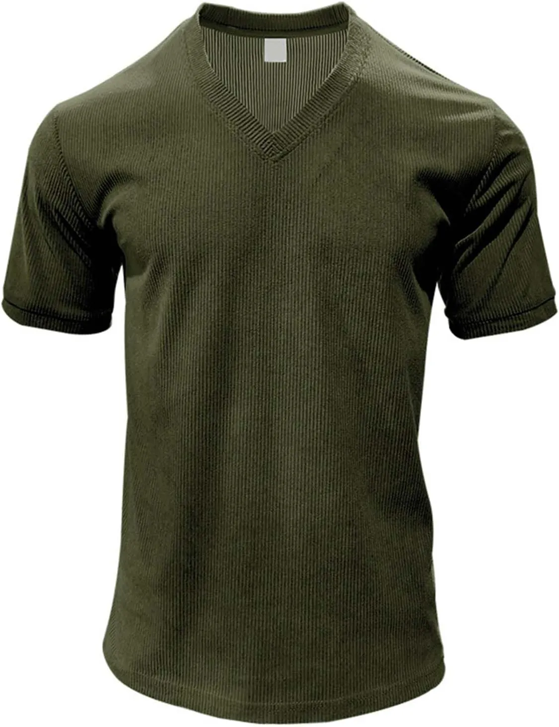 Men's Deep V Neck Muscle T Shirts Summer Ribbed Stretch Gym Workout Tee Shirt Casual Short Sleeve Low Cut Knit Tops