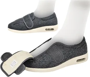 Mens Diabetic Walking Shoes Adjustable, Mens Warm Plush Shoes Comfortable Breathable Extra Wide Slippers Elderly Edema Shoes for Swollen Feet Orthopedic