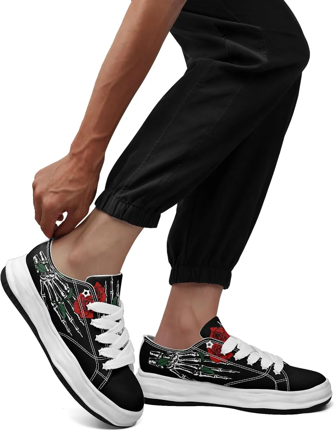 Men's Gothic Skull Fashion Sneakers Casual Skateboarding Canvas Shoes for Women Streetwear Trendy Comfort Walking Shoes