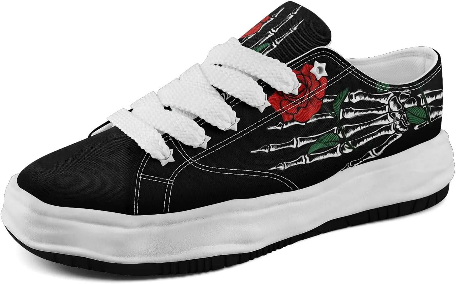 Men's Gothic Skull Fashion Sneakers Casual Skateboarding Canvas Shoes for Women Streetwear Trendy Comfort Walking Shoes