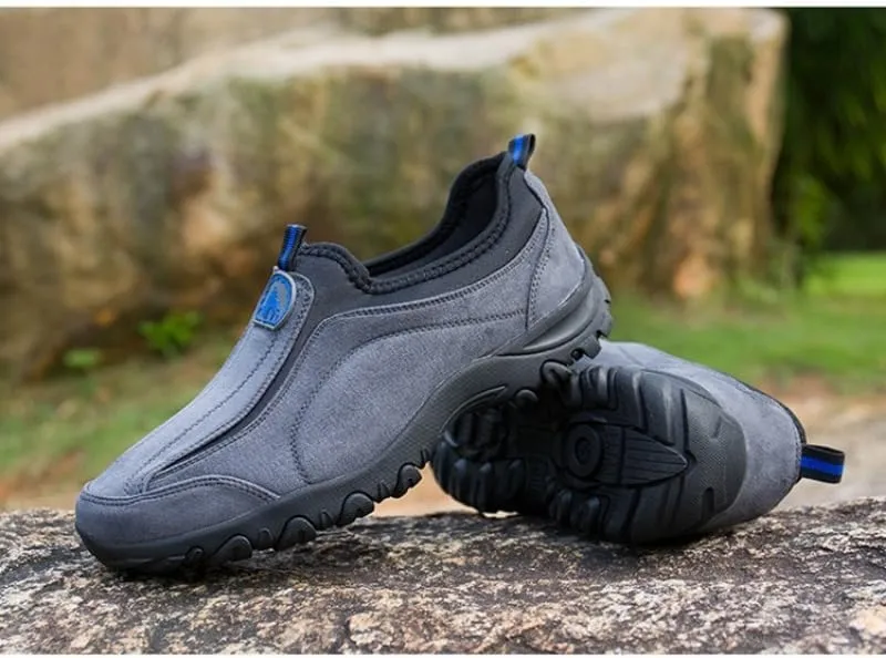 Men's Hands Free Slip On Walking Shoes Loafers Sneakers Casual Leather Comfortable Breathable Hiking Working All-Terrain Ankle Boots Trekking