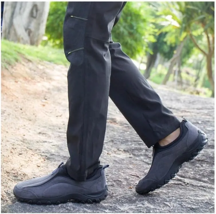 Men's Hands Free Slip On Walking Shoes Loafers Sneakers Casual Leather Comfortable Breathable Hiking Working All-Terrain Ankle Boots Trekking