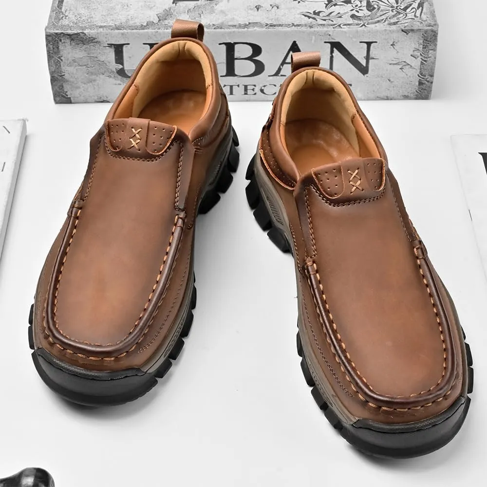 Men's Orthopedic Comfortable Casual Leather Slip On Loafers Lightweight Breathable Casual Walking Shoes