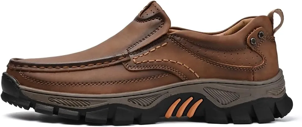 Men's Orthopedic Comfortable Casual Leather Slip On Loafers Lightweight Breathable Casual Walking Shoes