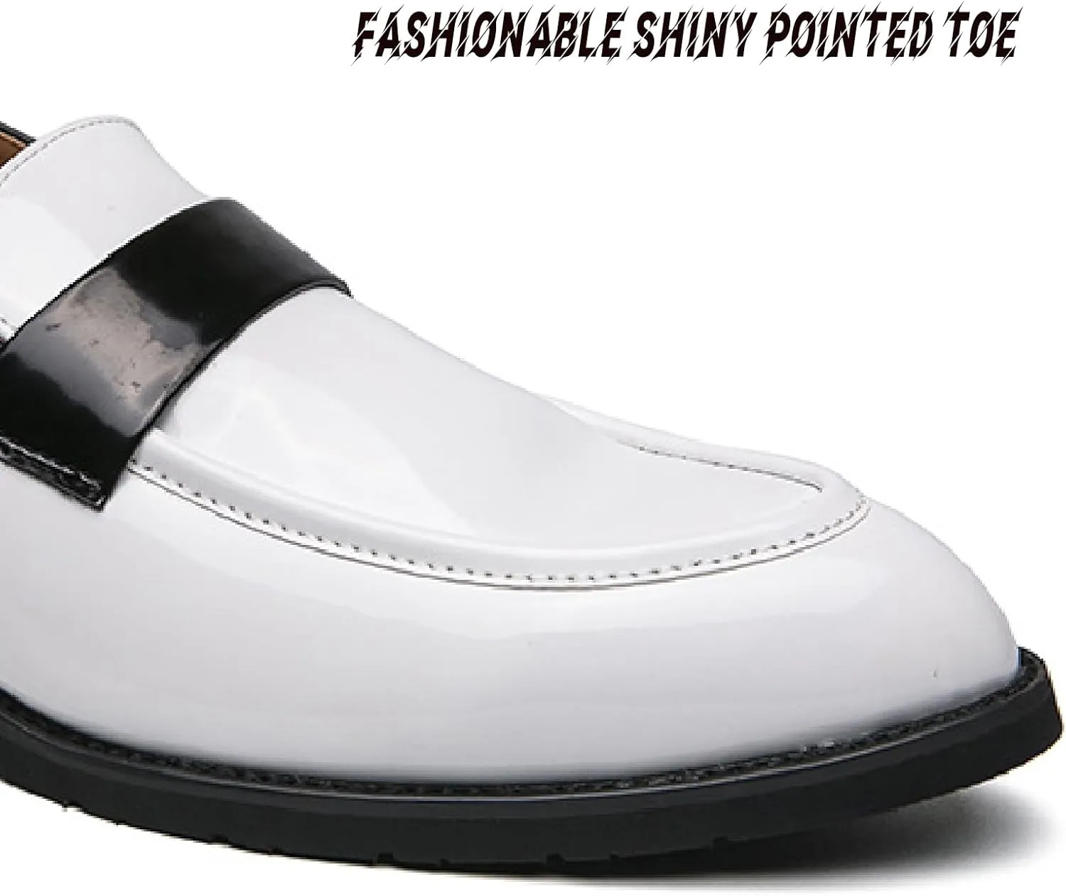 Men's Patent Leather Backless Dress Mules Fashion Bright Surface Ankle Strap Slip On Soft Bottom Penny Loafers Indoor Outdoor Banquet Party Casual Smoking Shoes