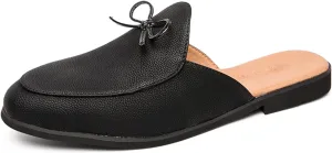 Men's Retro Suede Leather Slip-On Dress Mules Slippers Loafers Summer Flats Formal Backless Loafers Work Slides Casual Open Back Sandals
