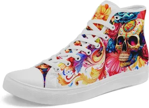 Men's Skull Canvas High Top Shoes Classic Fashion High Top Sneakers Unisex Casual Lace Up Tennis Shoes