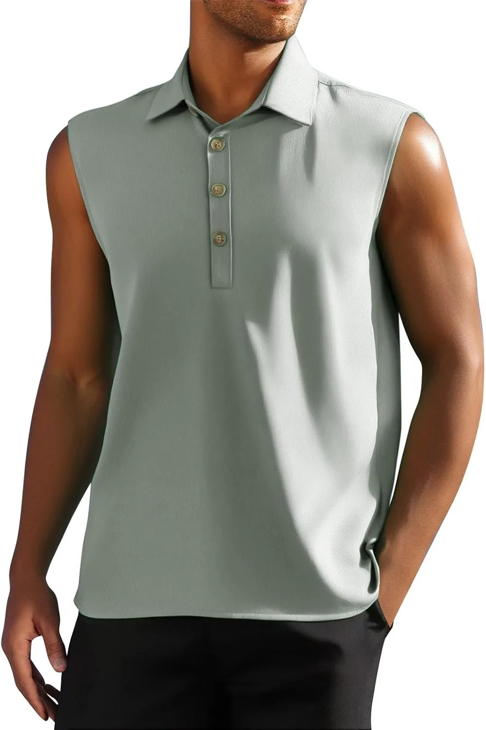 Mens Sleeveless Button Down Beach Shirts Casual Summer Hippie Tank Tops Fashion Solid Collared Linen Tank Shirt 2025