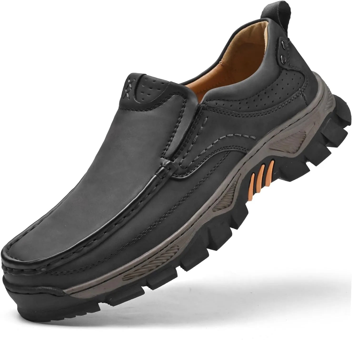 Men's Slip-On Loafers Comfortable Leather Casual Walking Shoes for Work Office Dress Outdoor