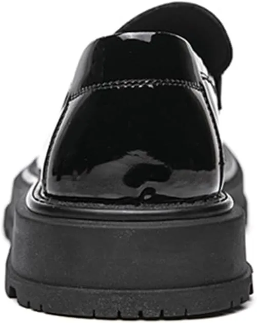 Men's Tassel Platform Loafers Slip-On Dress Shoes Casual Non-Slip Chunky Heel Business Shoes for Office Party Penny Loafers