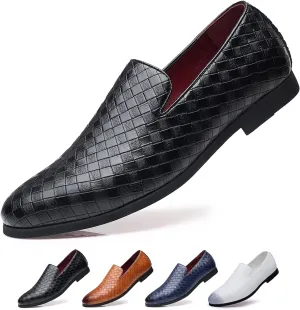 Men's Vegan Leather Smoking Loafers Slip-on Flat Casual Lightweight Driving Walking Shoes Business Dress Oxford Shoes