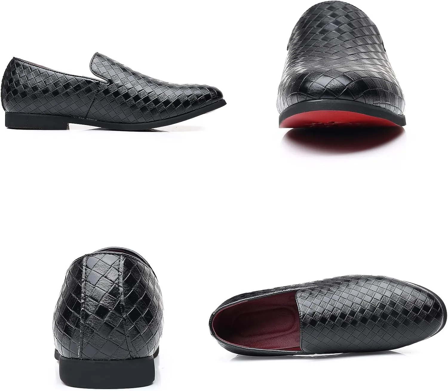 Men's Vegan Leather Smoking Loafers Slip-on Flat Casual Lightweight Driving Walking Shoes Business Dress Oxford Shoes