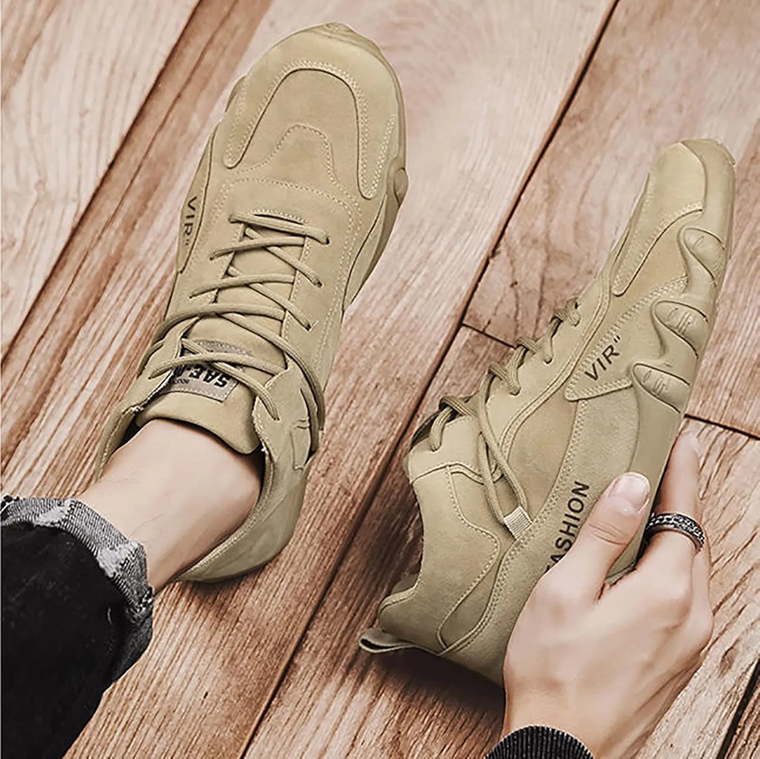 Mens Walking Shoes Non-Slip Breathable Chukka Boots Orthopedic Shoes Lightweight Driving Shoes for Hiking Camping