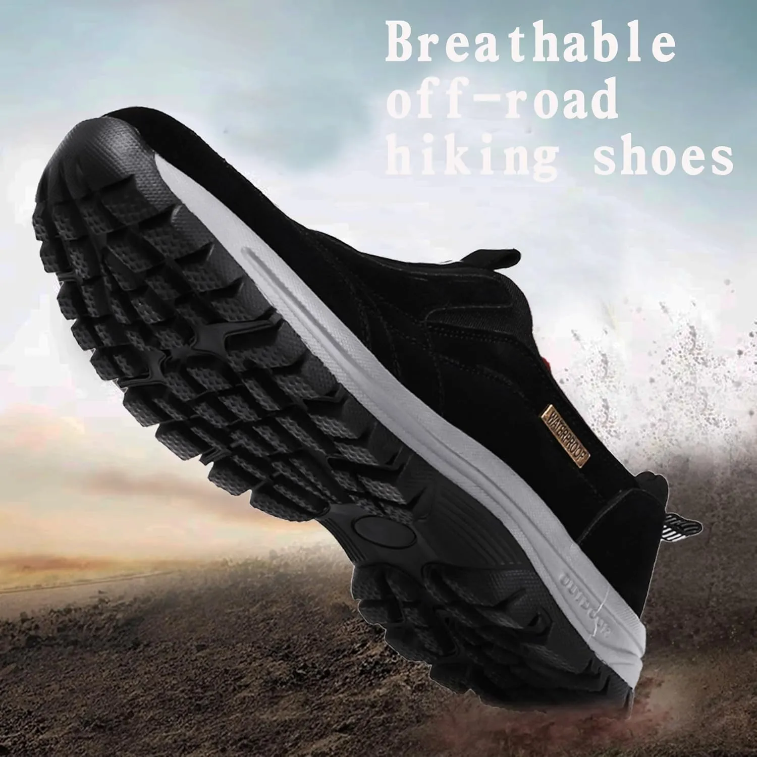 Men’s Waterproof Orthopedic Walking Shoes, Breathable Slip-On Hiking Sneakers with Arch Support, All-Day Comfort for Outdoor Adventures