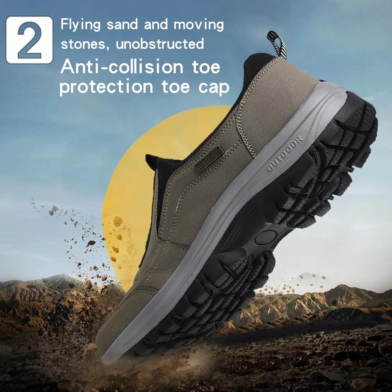 Men’s Waterproof Orthopedic Walking Shoes, Breathable Slip-On Hiking Sneakers with Arch Support, All-Day Comfort for Outdoor Adventures