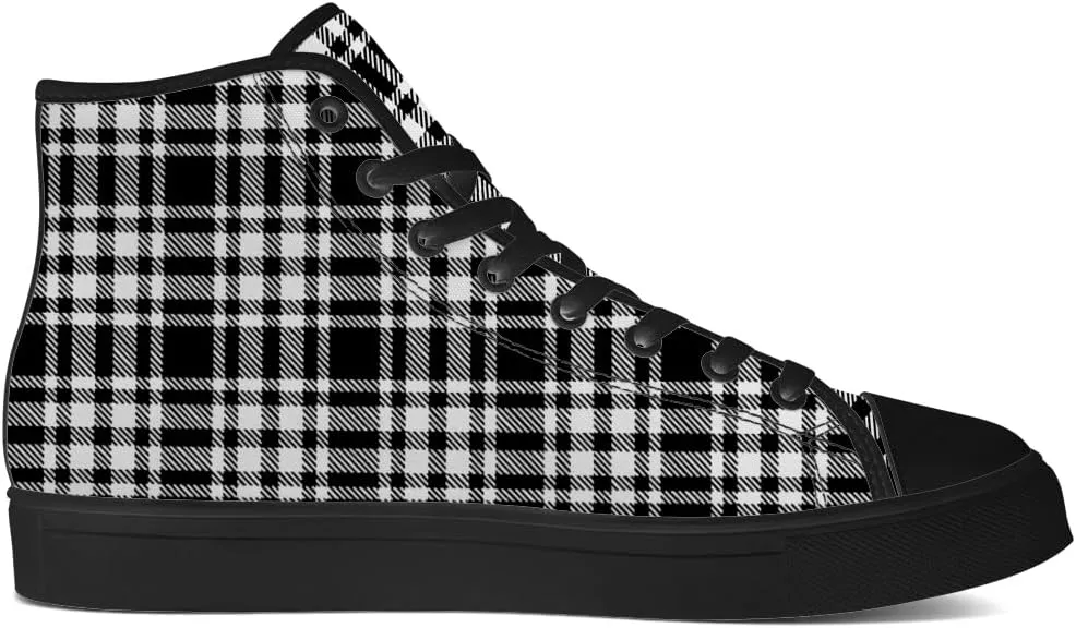 Men's Women's Plaid High Top Canvas Shoes Scottish Tartan Plaid High Top Sneakers Lace Up Casual Shoes Gifts for Men Women