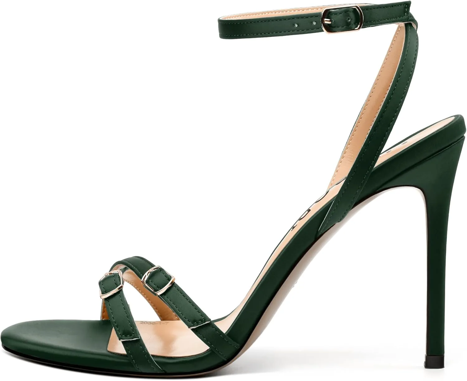 MERRORI Women's High Stiletto Slingback Buckle Heels Open Round Toe Ankle Strap Sexy Comfortable Satin Sandals Wedding Bridal Evening Prom Party Dress Shoes