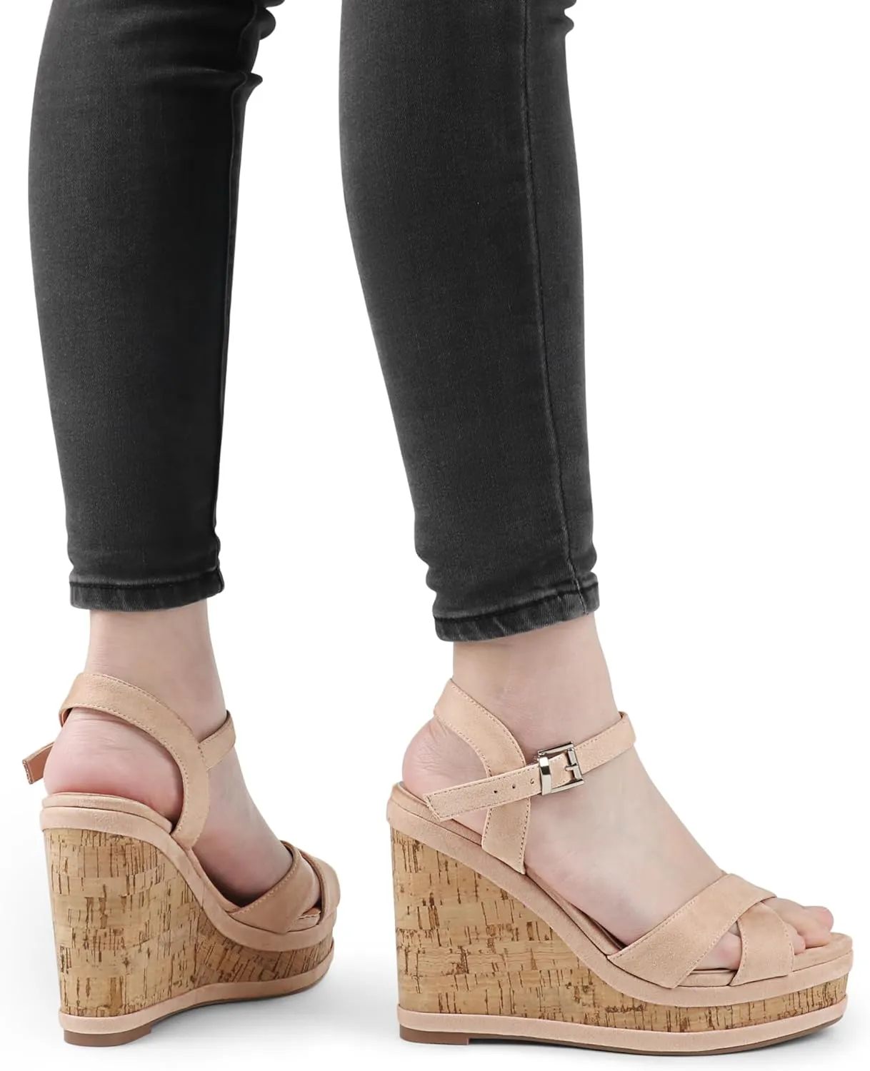 MERUMOTE Women's Fashion Platform Wedge Sandals Heeled Buckle Shoes For Summer