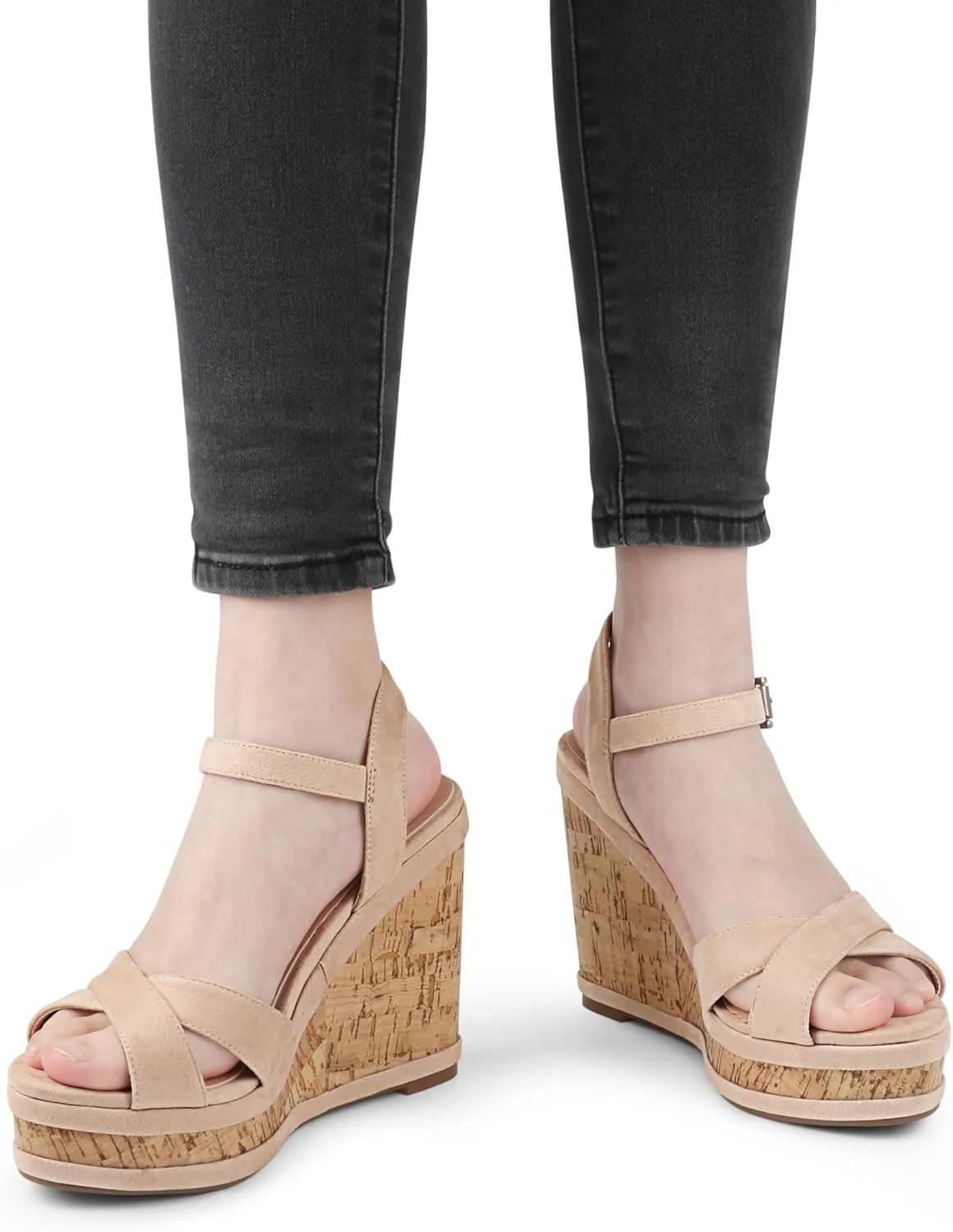 MERUMOTE Women's Fashion Platform Wedge Sandals Heeled Buckle Shoes For Summer