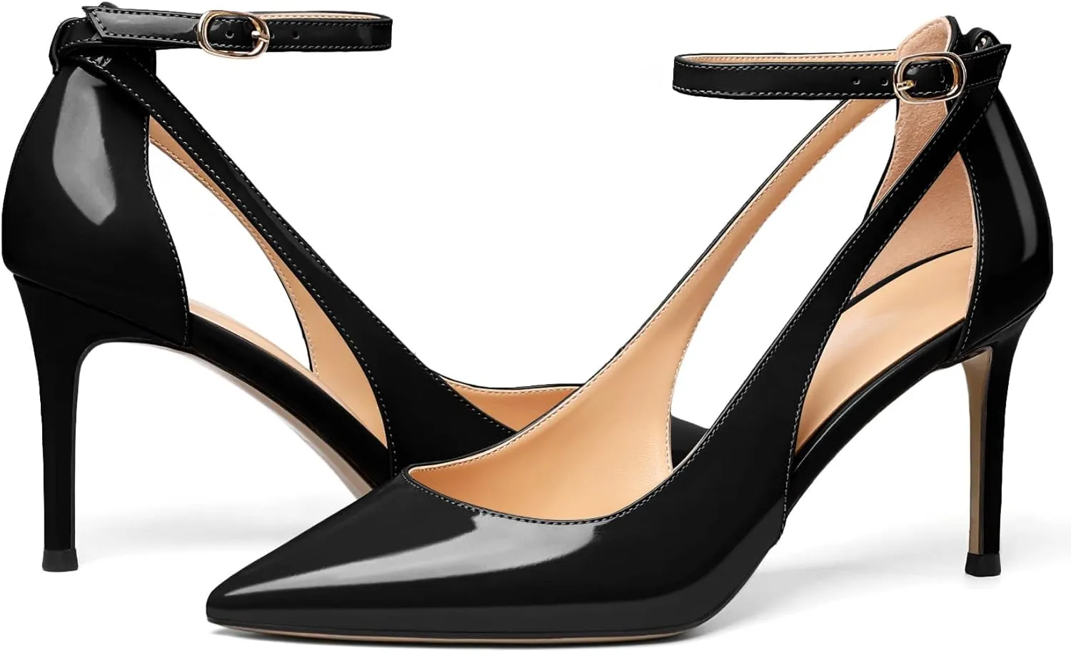 Mettesally Womens High Heels Pointed Toe Ankle Strap Pumps Closed Toe Stiletto Heels Slip On Wedding Party Pump Shoes