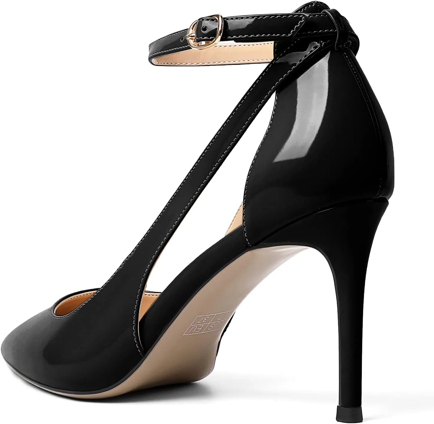 Mettesally Womens High Heels Pointed Toe Ankle Strap Pumps Closed Toe Stiletto Heels Slip On Wedding Party Pump Shoes
