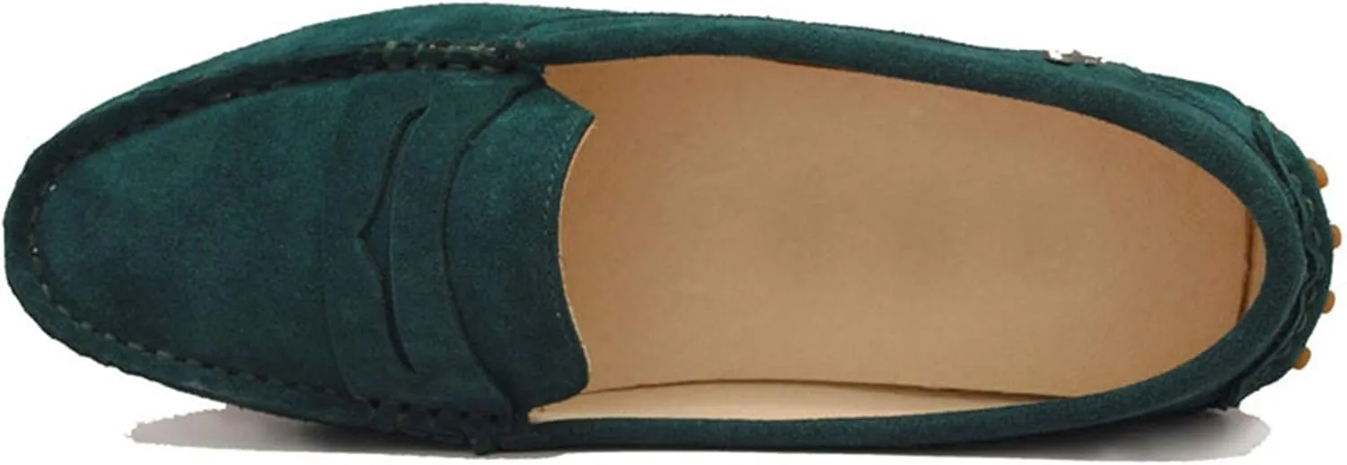 Minishion Women's Casual Loafers Suede Comfortable Driving Shoes YB9603