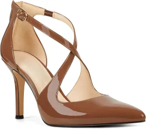 Minshluu Womens Pumps High Heels Pointed Toe Crossed Strap D'Orsay Zip up Stilettos Party Dress Shoes