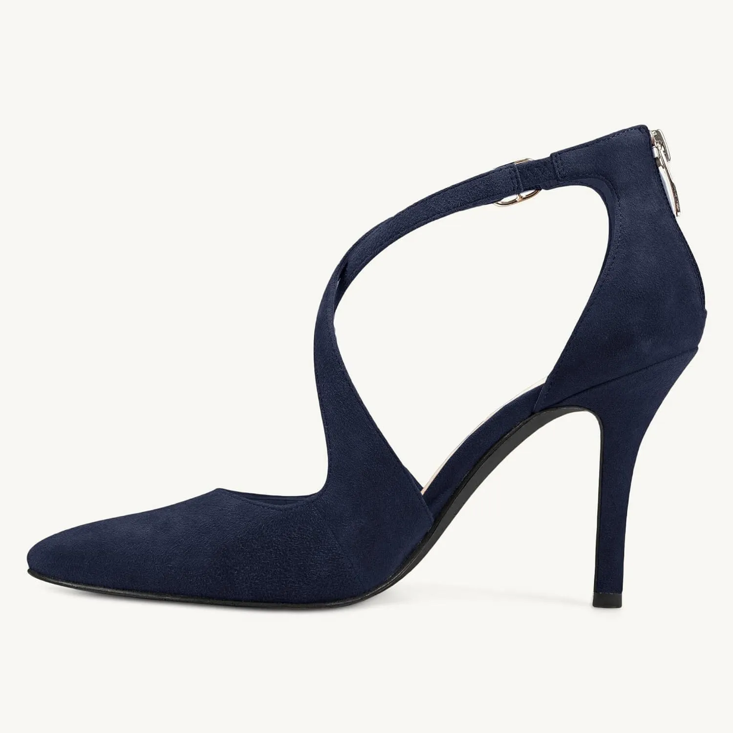 Minshluu Womens Pumps High Heels Pointed Toe Crossed Strap D'Orsay Zip up Stilettos Party Dress Shoes
