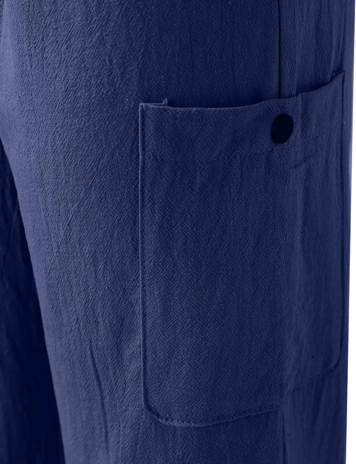 Miyaomn Women's Casual Tapered Cargo Capri Pants Cotton Linen High Elastic Waist Solid Cropped Lounge Trousers with Pockets