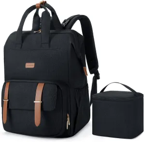 mommore Breast Pump Bag Backpack for Spectra S1,S2 Medela Large Diaper Backpack for Working Moms with 15.6 inch Laptop Sleeve, Black