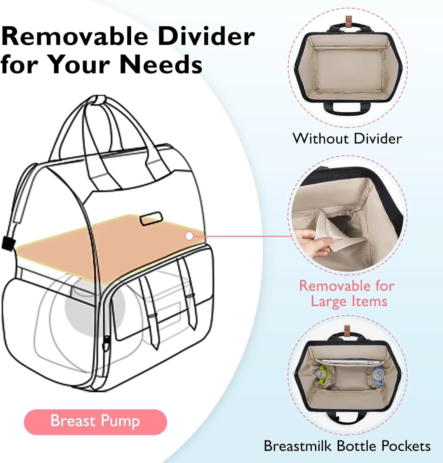 mommore Breast Pump Bag Backpack for Spectra S1,S2 Medela Large Diaper Backpack for Working Moms with 15.6 inch Laptop Sleeve, Black