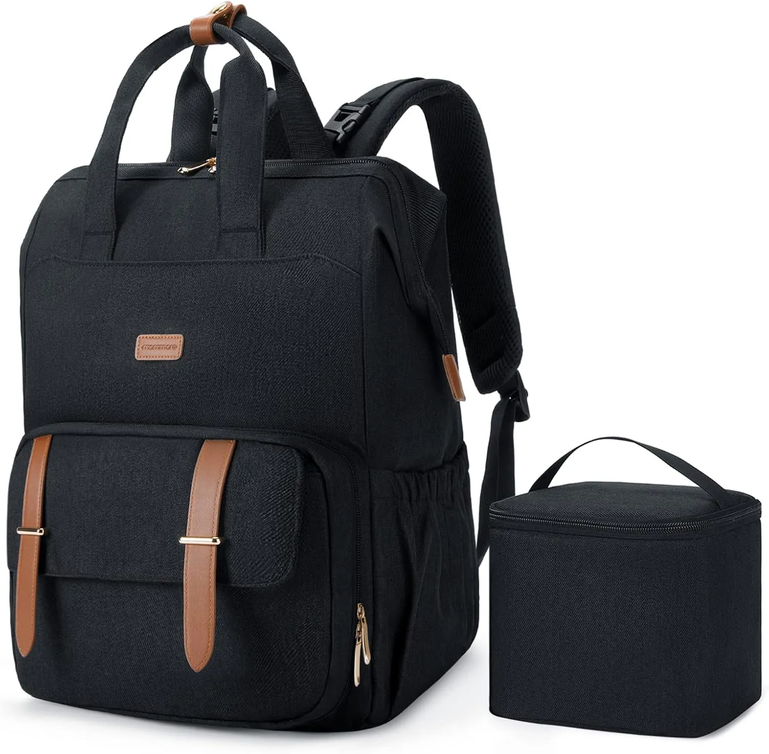 mommore Breast Pump Bag Backpack for Spectra S1,S2 Medela Large Diaper Backpack for Working Moms with 15.6 inch Laptop Sleeve, Black
