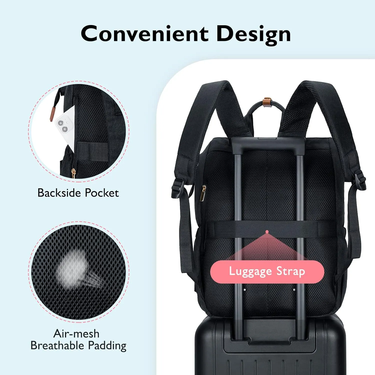 mommore Breast Pump Bag Backpack for Spectra S1,S2 Medela Large Diaper Backpack for Working Moms with 15.6 inch Laptop Sleeve, Black